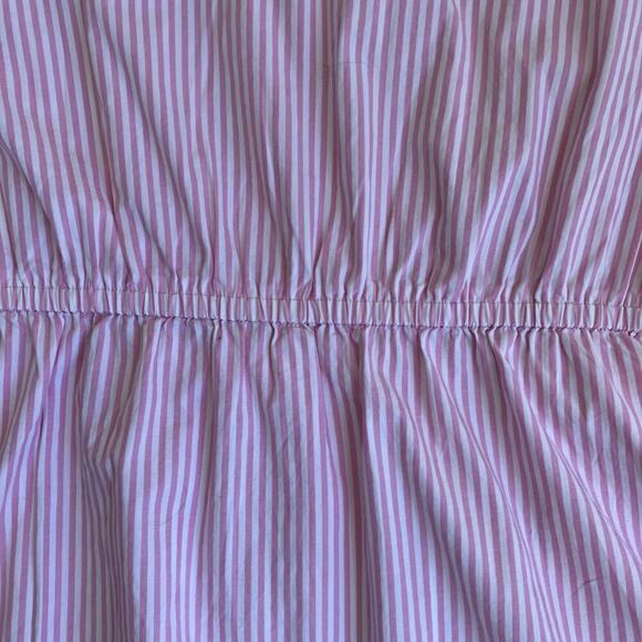 J.Crew Sz 14 Short-sleeve Collared Mini Dress Pink & White Striped Preppy NWT - Picture 15 of 16